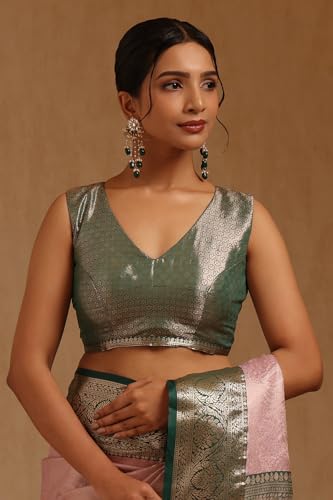 Soch Womens Pink Silk Blend Zari Woven Saree