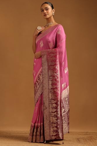 Soch Womens Lavender Dola Silk Ethnic Motifs Zari Woven Saree