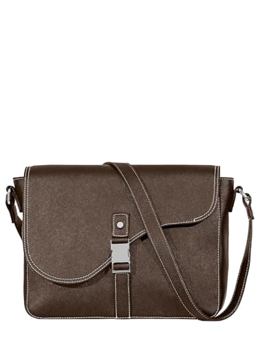 eske Benito Women's Crossbody Bag, 11 inch Padded Tablet Compartment, Saffiano Vegan Leather (Brown Saffiano)