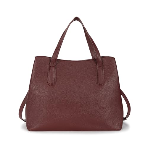 Fastrack Classic Large Satchel for Women| Sophisticated Faux Leather Bag with Gold Accents & Zip Closure | Organised Centre Compartment | Spacious 7.92L Handbag for Work | Large Satchel Bag for Women