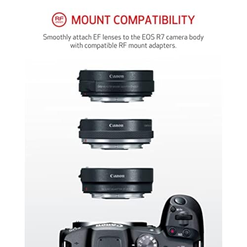 Canon EOS R7 Mirrorless Camera Body, 32.5MP APS-C CMOS Sensor, 4K60 Video, Dual Pixel CMOS AF II, IBIS, Wi-Fi/Bluetooth, Bundle w/ 64GB Card, Filter Kit, Extra Battery, 1-Year Warranty