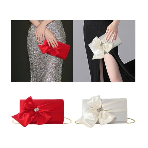 CALANDIS™ Bow Clutch Purse Women Evening Bag Crossbody Bag for Prom Graduation Banquet Red | Womens Handbags & Bags