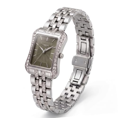 Carlton London Women's Watch Vivienne Olive Green Rectangle Dial CLVVSGRN | Olive Green Dial | Rectangle Dial Shape | Silver Stainless Steel Bracelet | Quartz Movement