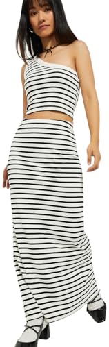 Max Alaya F x URB_N Women Striped Long Skirt (Ivory_S)