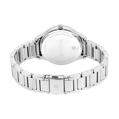 Titan Classique Plain 3 Hands Black Round Dial Silver A1Stainless Steel Strap Women's Watch - 2670SM12