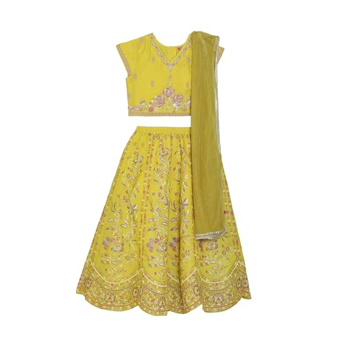 BIBA Girls PRINTED STRAIGHT KID(KWSPARKLE MIST5930_LMN YELLOW_11)