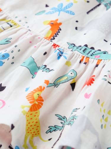 The Souled Store Animal Kingdom Girls Drawstringed White All Over Printed Cotton Tiered Skirts