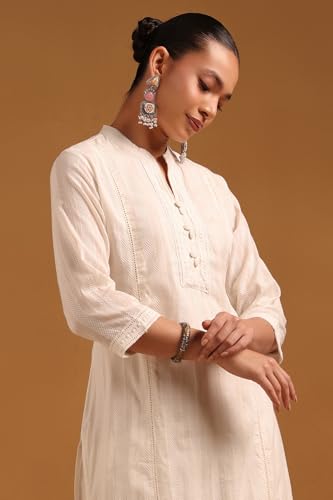 Soch Womens Off White Cotton Stripes Kurta Set
