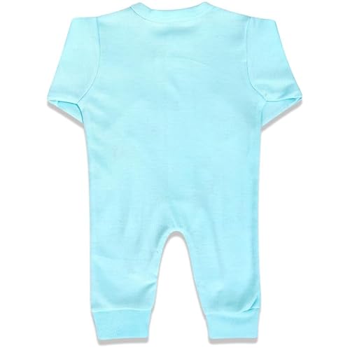 MOONCHARM Cute cat printed round neck front open romper with for baby boy and girls which is made with soft pure hosiery cotton pack of 1 Blue Colour