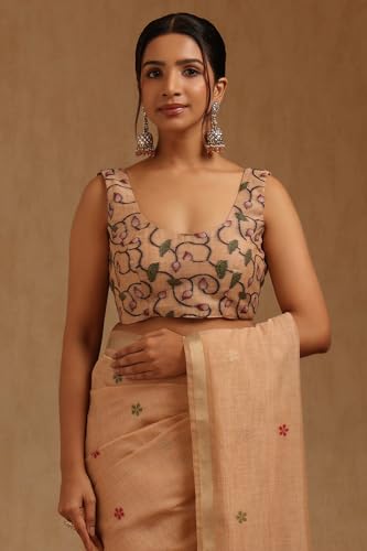 Soch Womens Beige Chanderi Woven Design Saree