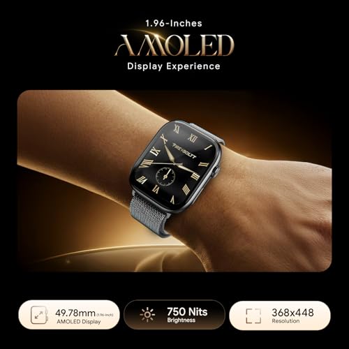 Fire-Boltt Ninja X Ring Smart Watch 1.96" Always On Display Bluetooth Calling, Voice Assistant, SpO2 & Heart Rate, 120+ Sports Modes, IP67 Waterproof Smartwatch for Men & Women - Silver Steel