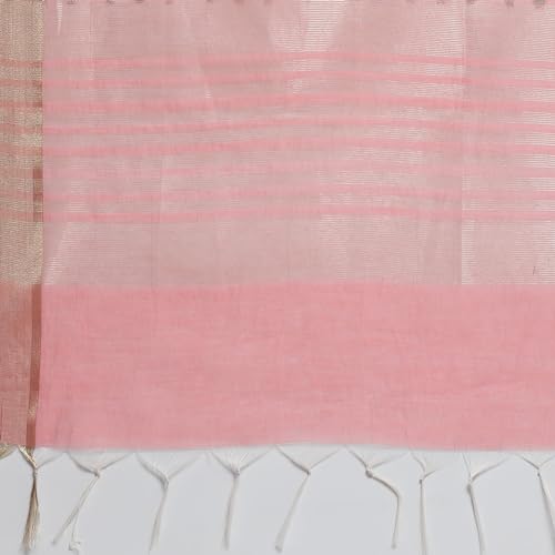 BIBA Women YARNDYED STRAIGHT KURTA SALWAR KURTA DUPATTA(SKDTHE GOLD WEAVE9620_BLUSH PNK_40)