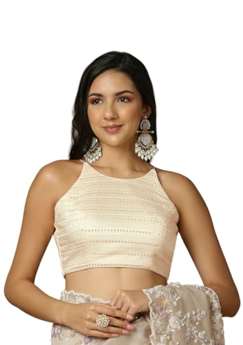 Salwar Studio Women's Gold Embroidered Saree Blouse-RI-0050-GOLD-38