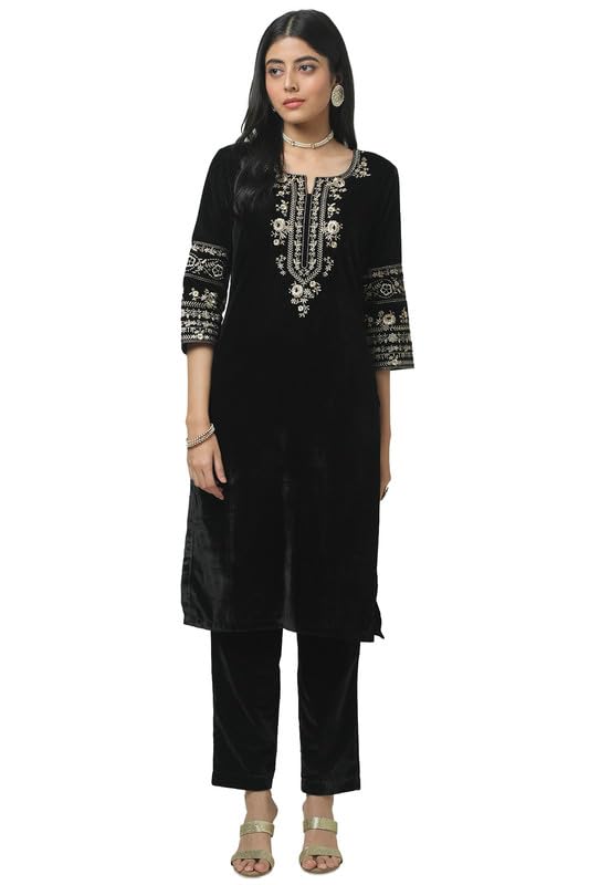 Soch Womens Beige Muslin Floral Print Suit Set with Cutdana