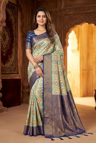 SREE KUMARAN Women's Kanchipuram Kubera Silk Pure Pattu Sarees With Blouse