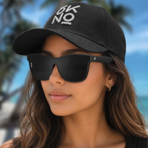 Eyewearlabs OKNO | Polarized Unilens Over-Sized Branded Stylish Sunglasses For Men & Women | 100% UV Protection Shades | Cricket Sports Cycling Driving | Black Lens | RV Matte Black