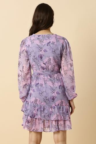Allen Solly Women's Polyester Modern Mid-Thigh Length Dress (AHDRWRGF763596_Lilac