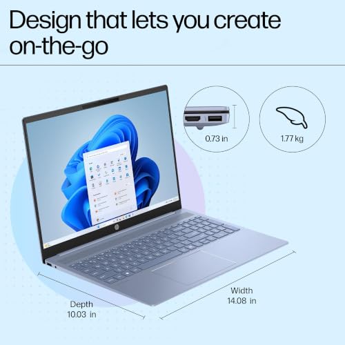 HP OmniBook 5, Intel Core Ultra 5 225U, 16GB LPDDR5 RAM, 1TB SSD, 16-inch WUXGA 2K IPS Anti-Glare Display, Win 11, Microsoft 365 Basic* + Office 2024, Sky Blue, 1.77 kg, Backlit KB, AI PC, af1109TU