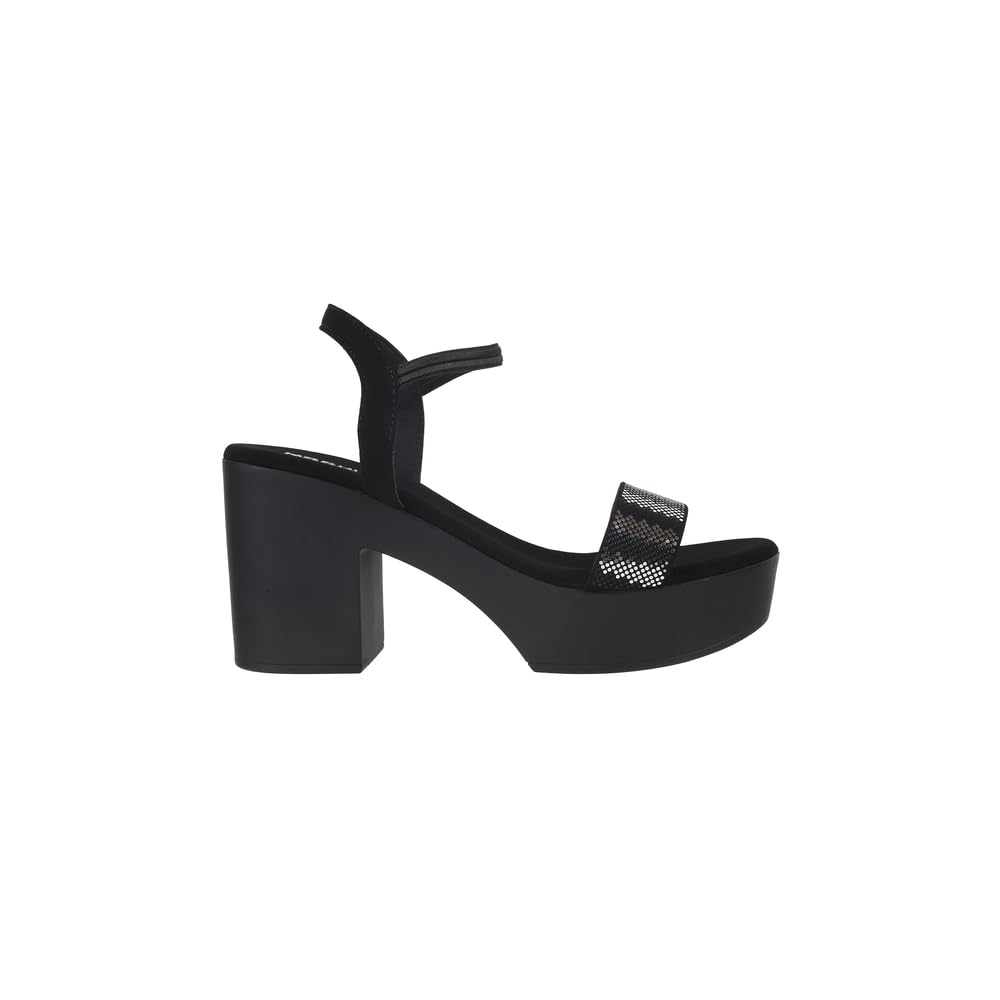 Mochi Women Black Elevated Fashion Sandals With Block Heel UK/7 EU/40 (34-272)