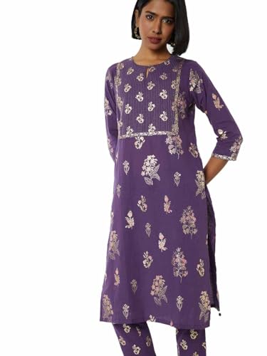 Max Women's Cotton Blend Kurta Set (CTKSTGEP37_Purple