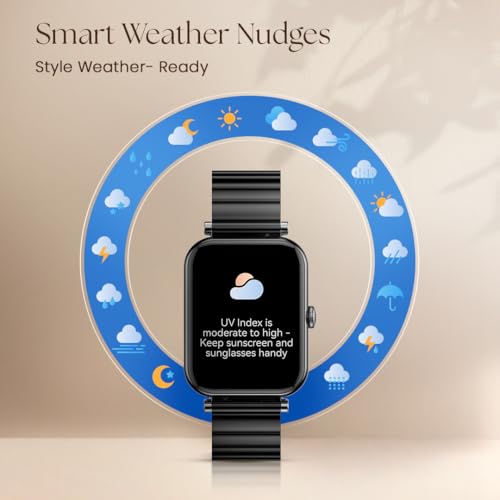 Fastrack Noir Charm Women Smartwatch 1.65" inch AMOLED Display,Sleek Design,AI Watchface & AI Chat,Functional Crown,24/7 Health Suite,BT Calling,SpO2,HRM,IP68, Multiple Menu Styles,Games - Black
