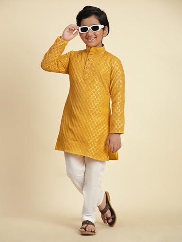 Pro-Ethic Style Developer Boys Cotton Kurta Pajama For Kid's Ethnic Wear | Cotton Kurta Pajama for Baby Boys (S-272), 13-14 years, Yellow
