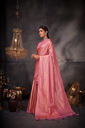 Vardha Women's Kanchipuram Art Silk Saree with Unstitched Blouse Piece - Gold Zari Woven Work Sarees for Wedding (Aashni Silk_518)