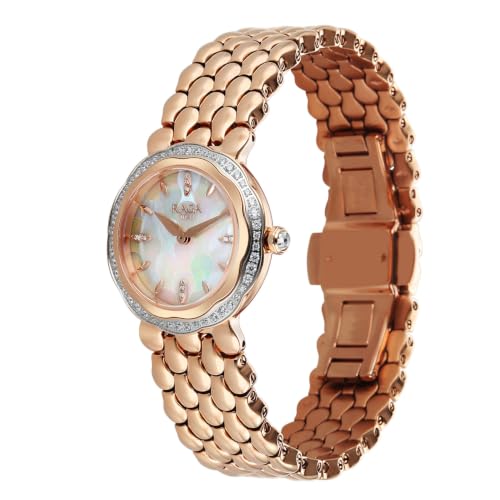 Titan Raga Paris with Love Quartz Analog 2Hands Display White/Mosaic MOP Dial Light Rose Gold Stainless Steel Strap Watch for Women - 2838WM02