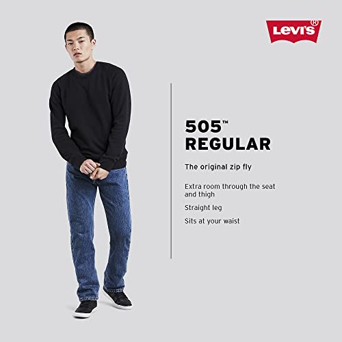Levi's Men's 505 Regular Fit Jeans, (New) Glowing - Medium Indigo, 36W x 32L