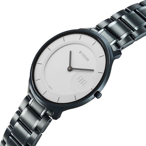 Titan Edge Murals Quartz White Round Dial Men's Watch | Stainless Steel Strap Material | Watches for Man | Watches for Men Analog - 1843QM04