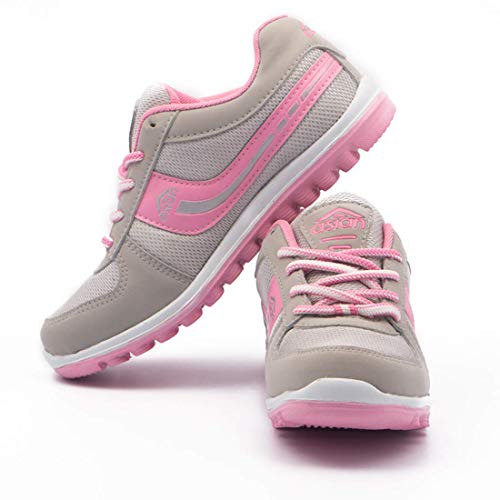ASIAN Women's Cute Sports Running Shoes,Walking, Gym Casual Sneaker Lace-Up Shoes for Girl's Light Grey and Pink - SaumyasStore
