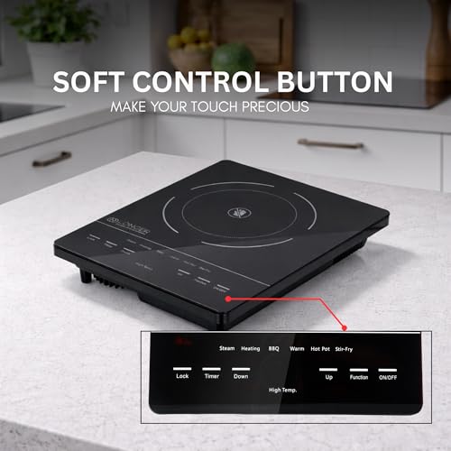 LONGER Infrared Cooktop Electric 2000W, 240V, LED Displa, Full Touch Control Induction-Style Cooktop, Ceramic Glass Surface, 6 Cooking Modes, Portable & Scratch Resistant