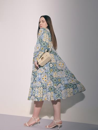 VERO MODA Curve Women's Fit & Flare Blue Dress