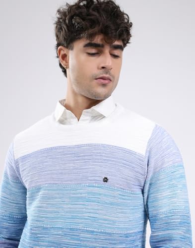 Monte Carlo Men Smart Fit Solid Round Neck Pull On Full Sleeve Winter Pullover Blue M
