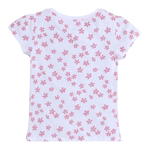Hopscotch Girls Cotton Printed All-Over Print T-Shirts - Pack of 5 In Multi Color for Ages 7-8 Years