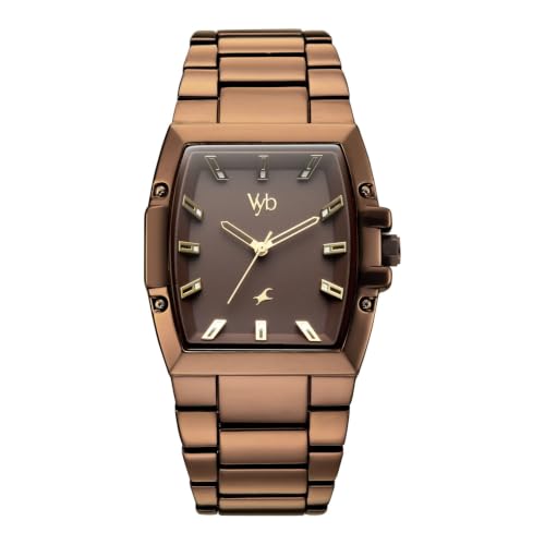 Fastrack Vyb Challenger Quartz Analog 3 Hands Brown Dial Brown Alloy Strap Watch for Guys - FV30023QM04W
