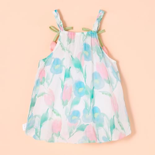 Hopscotch Girls Sleeveless White Watercolor Floral Bodysuit For Ages (9-12 Months)