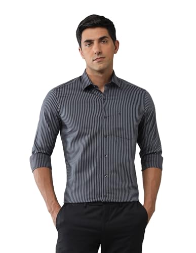 Arrow Men's Striped Full Sleeve Slim Fit Cutaway Collar Cotton Formal Shirt