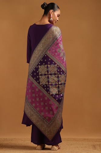 Soch Womens Purple Muslin Embroidered Salwar Suit With Sequins