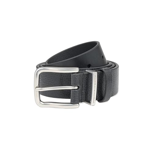 United Colors of Benetton Men's Orenthia Belt - Black | Textured Leather | Brushed Nickel Pin Buckle | Stylish Belt For Men | Size - S 80Cm