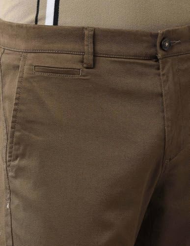 Arrow Sports Men's Brown Solid Mid Rise Cotton Button Regular Fit Flat Front Slant Pocket Trousers (ASAJTR2538_Brown_30)