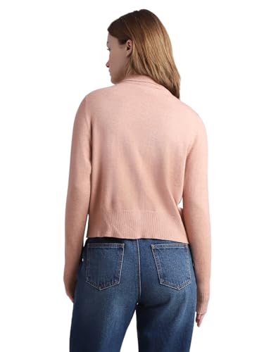 ONLY Women's Viscose Collared Neck Cardigan Sweater (15323381-Cameo Brown_Cameo