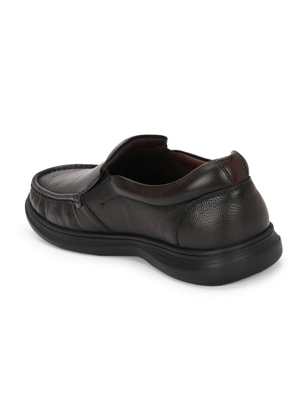 HITZ Men's Brown Leather Slip On Shoes