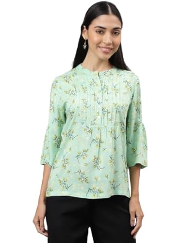 Latin Quarters Women Green Printed 3/4Th Sleeve Casual Tunic_XXL