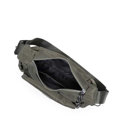 Fastrack Urban Olive Sling Bag for Women | Lightweight Nylon Crossbody Bag | Spacious Compartment with Organizer Pockets | Front Magnetic Pocket | Side Bottle Holders | Adjustable Webbing Strap