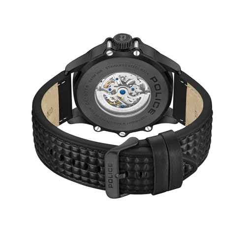 Police Men's Luang KL Rahul Edition Automatic Analog Watch Textured Leather Strap Analog Watch