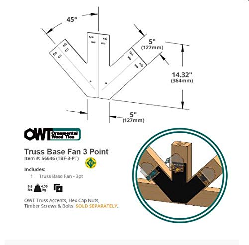 Ozco Building Products 56646 Truss Base Fan 3 Point Plate (1 Per Pack), Black