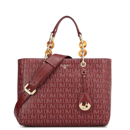 Da Milano Leather Satchel Bag for Women - Cherry Red (LB-00465B)