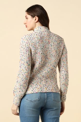 Women Multi Colour Textured Round Neck Casual Sweater