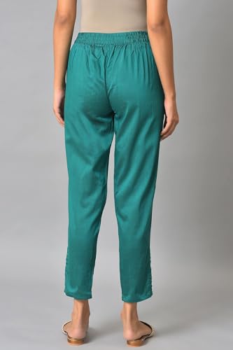 W for Woman Light Green Floral Printed Lace Rayon Straight Kurta and Slim Pant Set (ONWAS18662-120047-L)